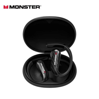 MONSTER 몬스트 MQO37 블루투스 무선 이어폰 오픈형 귀걸이형 이어폰 블루투스6.0, 블랙 카본