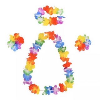 夏威夷花圈草裙派對組合，婚禮迎賓闖關遊戲道具, 花圈4件組