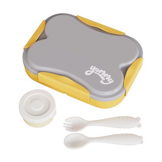 上班族便當盒 食品級材質 可微波爐加熱保鮮盒, 1個, 黃色（熱縮膜）