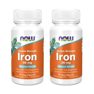 NOW Foods 鐵素食膠囊 36mg, 90顆, 2罐