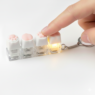 클리커키링 키보드키링 LED 키캡키링 4구 딸깍이, 1개, 화이트