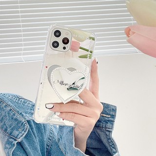 러블리 하트 큐빅 보석 엣지 쿠션 레터링 거울 미러 거치대 스마트톡 케이스 아이폰 12 프로 맥스 미니 11 XS 7 SE2