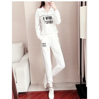 女春秋薄款運動服 韓系休閒套裝 修身長袖T恤+顯瘦長褲兩件套 b0101