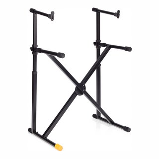 HERCULES STANDS DS590B 雙層單叉型鍵盤架 KS210B 可收折攜帶調整高度, 黑色, 1個