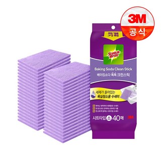 3M 스카치브라이트 베이킹소다 크린스틱 수세미 40매, 1개