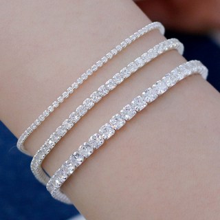 반지소 에버트 925실버 레이어드 여성 테니스 팔찌 1 2 3mm