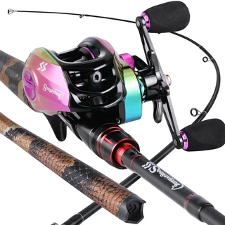 Sougayilang 낚싯대 및 릴 콤보 캐스팅 낚싯대 멀티 컬러 베이트 캐스팅 릴 12 + 1BB 7.2:1 루어 로드 낚시, 01 1.8M and Right Hand