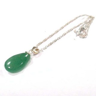 可愛天然玉石水滴吊墬純銀項鍊 白玉水滴 東菱玉水滴