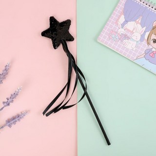 閃光星棒 公主天使仙女星魔法棒 女孩仙女魔法裝扮星棒 天使仙女服裝道具魔杖棒 生日萬聖節聖誕派對, 黑色, 1個