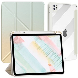 태블리 클리어쉴드 애플펜슬 수납 아이패드 케이스, 민트옐로우, 1개