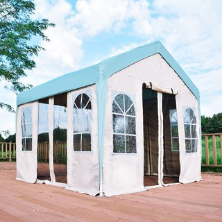 캐노피 천막 몽골 텐트 포장마차 그늘막 3x3M, 8)3X3 프레임 천장 하늘색+4면+모기장 천막