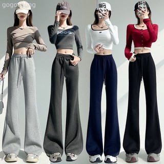 小個子美式灰色微喇叭衛褲女秋季新款高腰顯瘦休閒運動馬蹄褲