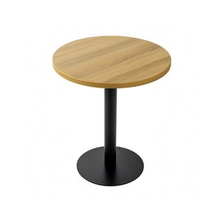 防潮塑合板餐桌 咖啡店桌椅/咖啡桌/方桌/圓桌/休閒桌/洽談桌, 烤黑平底+榆木(60圓)