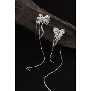 蝴蝶結S925銀耳骨夾，設計感肌理小眾步搖，無耳洞耳夾首選