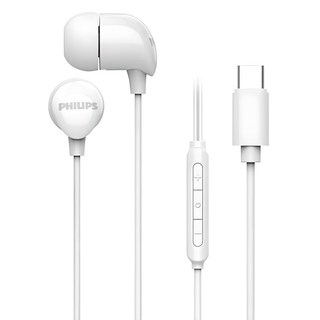 PHILIPS 飛利浦 C型有線耳機 10mm, 白色, TAE2146