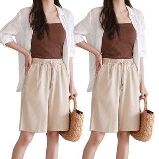 여름 인견 팬츠 5부 밴딩 남녀공용 1+1 2종세트 시원한 쿨링 바지 빅사이즈 데일리룩