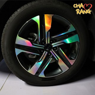 [차그램] 쏘렌토 MQ4 호환 하이브리드 휠스티커 19인치 홀로그램 튜닝스티커, 19인치 - 유광화이트, 1개