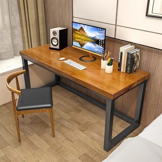 實木一體簡約學習桌現代原木辦公室卧室家用書桌長方形辦公桌子 實木書桌 實木辦公桌 實木電腦桌, 120*60*75厚5cm