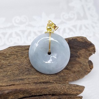 天然翡翠 緬濃芋紫平安扣吊墜 A7381708B5