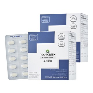 유어그린 코어 칼슘 뼈성장 권약사시너지배합, 2박스, 120정