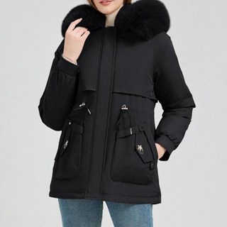 [3323]여자 여성 겨울 외출 넥라인 퍼 허리 스트링 아우터 점퍼 잠바 파카