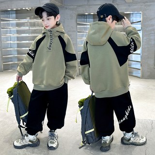 비비키드 남아 봄 가을 레터링 페인팅 배색 하이넥 후드티 상하복 세트 초중생 긴팔 초등생 긴바지 세트 (AF005)