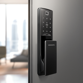 지문 무타공 푸시풀 디지털 도어락 현관문 사무실 오피스텔 디지털키 교체 위너스 W-MP5000SF + 카드키 4장, 고객직접설치