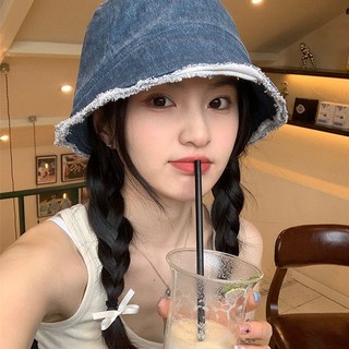 復古做舊牛仔漁夫帽，薄款防曬，適合春夏，百搭水桶帽，顯臉小