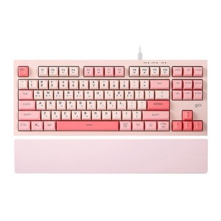 지클릭커 오피스프로 OSP87K 유선 키보드 실리콘 팜레스트 세트 코랄 CR1