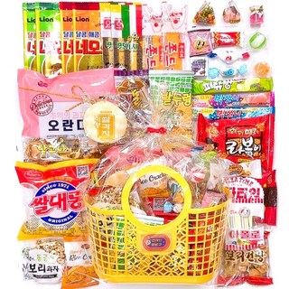 추억의 간식 세트 바구니 옛날 과자, 1세트, 장바구니 세트