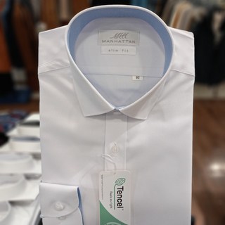 맨하탄 (슬림핏) 통기성 부드러움 식물성 소재 긴팔 베이직 정장 와이셔츠 셔츠 M90M1119 화이트