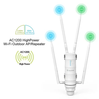 WAVLINK AC1200 듀얼 밴드 실외 장거리 액세스 포인트 Wi-Fi 확장기(PoE IP67 방수 2/4x7dBi 고이득 안테나, 03 AC1200, 04 UK Plug