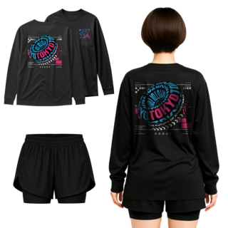 TST 여름 워터파크 물놀이 수영복 상하 세트 여성 오버핏 긴팔 래쉬가드+3부 보드숏 워터 레깅스, L, 도쿄804+3부3부