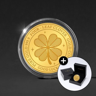 [골드팡] 24k 행운의 골든클로버 순금코인 0.1g +프리미엄 가죽패키지 (당일도착) 소원행운 미니골드바 황금쌀알 콩알금 덩어리금콩 금테크 금값 금시세 네잎클로버