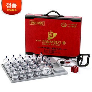 한솔 부황기(특) 30컵 풀세트(권총형펌프 맛사지컵 타원형컵 연결호스 지압봉) 사혈부항, 1개