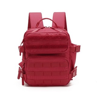 【登山包】戰術背包 多功能背包 迷你學生運動背包 多層徒步包 登山包 防潑水雙肩包 後背包 多口袋收納包, 紅色