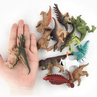 兒童玩具C3B 12款混裝恐龍模型玩具組 塑膠小恐龍 暴龍 劍龍 三角龍 收藏擬真恐龍, 1個, 彩色款（12款隨機混裝）