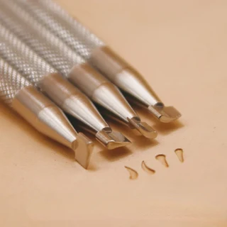 가죽 조각 펀치 가장자리 패턴 304 스테인레스 스틸 공예 스탬퍼 인쇄 도구 세트당 개, 01 4pcs set