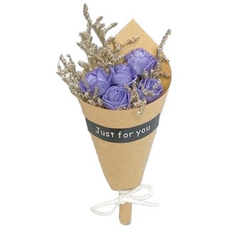 ONEDAY 仿真玫瑰乾燥花禮盒花束, 紫玫瑰