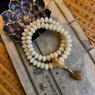 臺灣*出貨 冷門小衆玉化白玉菩提奶黃色算盤珠菩提手持手串雙圈女款招財手鍊