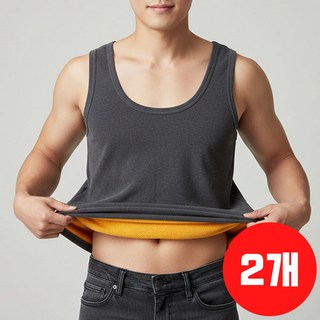 (시즌off 특가할인) 엘마운틴 2중발열 남자 기모 나시 겨울 보온 내의 런닝 2장 3장