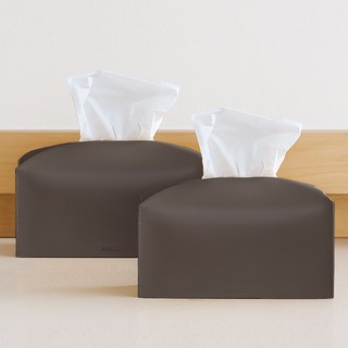 (1+1) 아날로그 감성디자인 소프트레더 가죽 티슈케이스 티슈커버 2p, 차콜