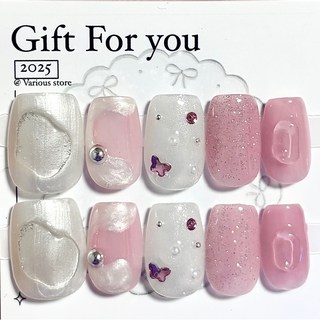 베어리어스 핸드메이드 네일팁 겨울 시리즈 Set, 1세트, 01. Pink snow winter