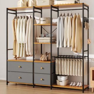 투에스리빙 속깊은 확장 드레스룸 서랍형 옷장 시스템 행거, 블랙