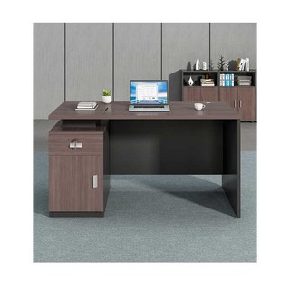 臺式電腦桌寫字桌辦公桌簡易傢用書桌帶抽屜桌子主管桌職員桌 SMCY, 深色1200*600*750