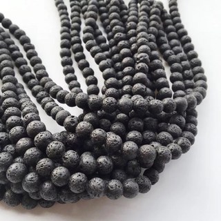黑色火山石珠子 6mm 8mm 10mm DIY飾品配件 天然火山岩能量石