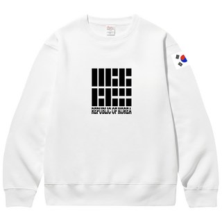 KOREA 건곤감리 맨투맨 기모티 대한민국 헤비 코튼 남자 긴팔티 겨울 상의 빅사이즈 티셔츠