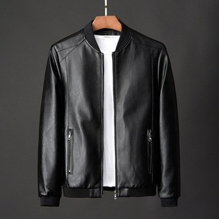 지디오 남성 가죽 집업 자켓 점퍼 라이더 재킷 빅사이즈 루즈핏 노카라 페이크 레더 간절기 가을 아우터