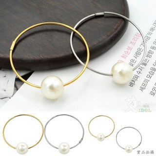 耳環【K B3357】珍珠耳環 耳圈 鈦鋼 防過敏 宋慧喬同款 韓勢力