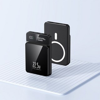 20000mAh 無線磁吸行動電源 適用 MagSafe 22.5W PD快充 充電寶, 黑色【22.5W有線充+15W無線充】, 黑色【22.5W有線充+15W無線充】, AT018